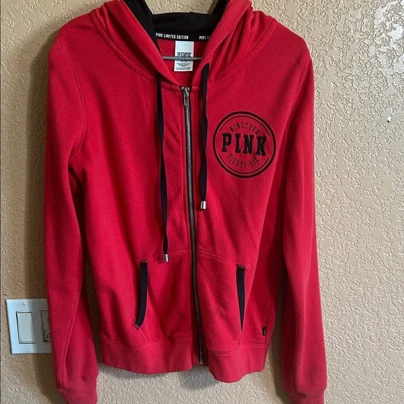 Victoria's Secret PINK Red and Black Hoodie - Picture 1 of 3